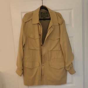 Orvis Field Jacket Mens SZ L Khaki Multipockets Suited For Travel And Outdoor